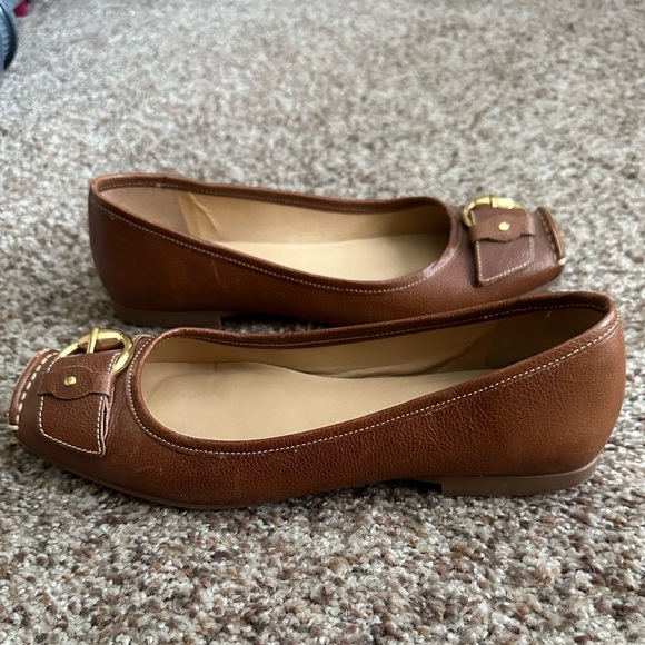 Talbots Brown Leather Buckle Ballet Loafers - Picture 3 of 5
